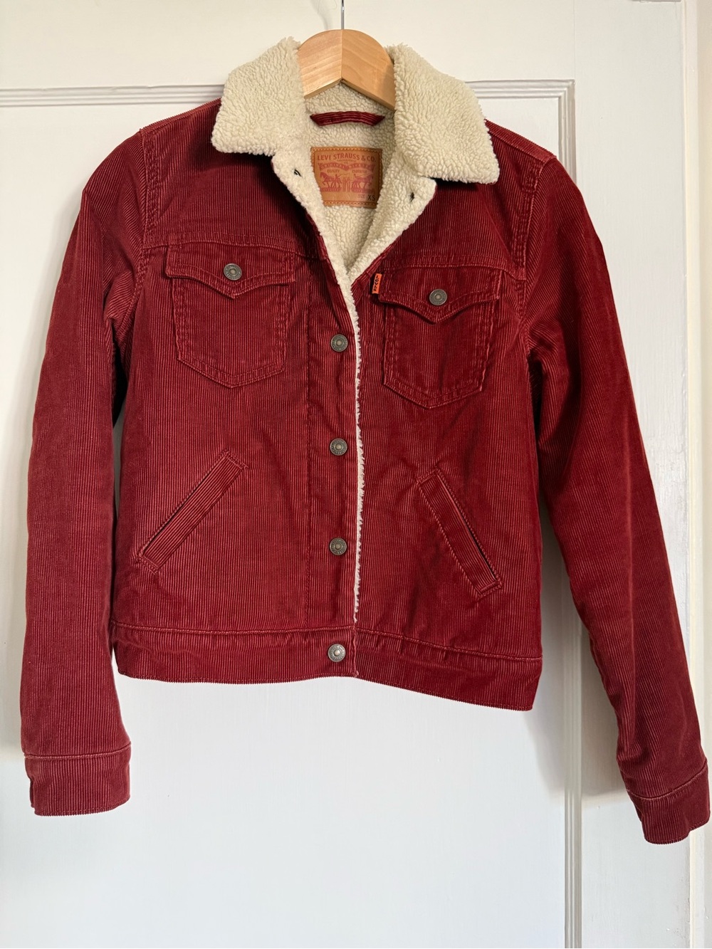 Levi's Women's Brick Red Corduroy Sherpa Jacket